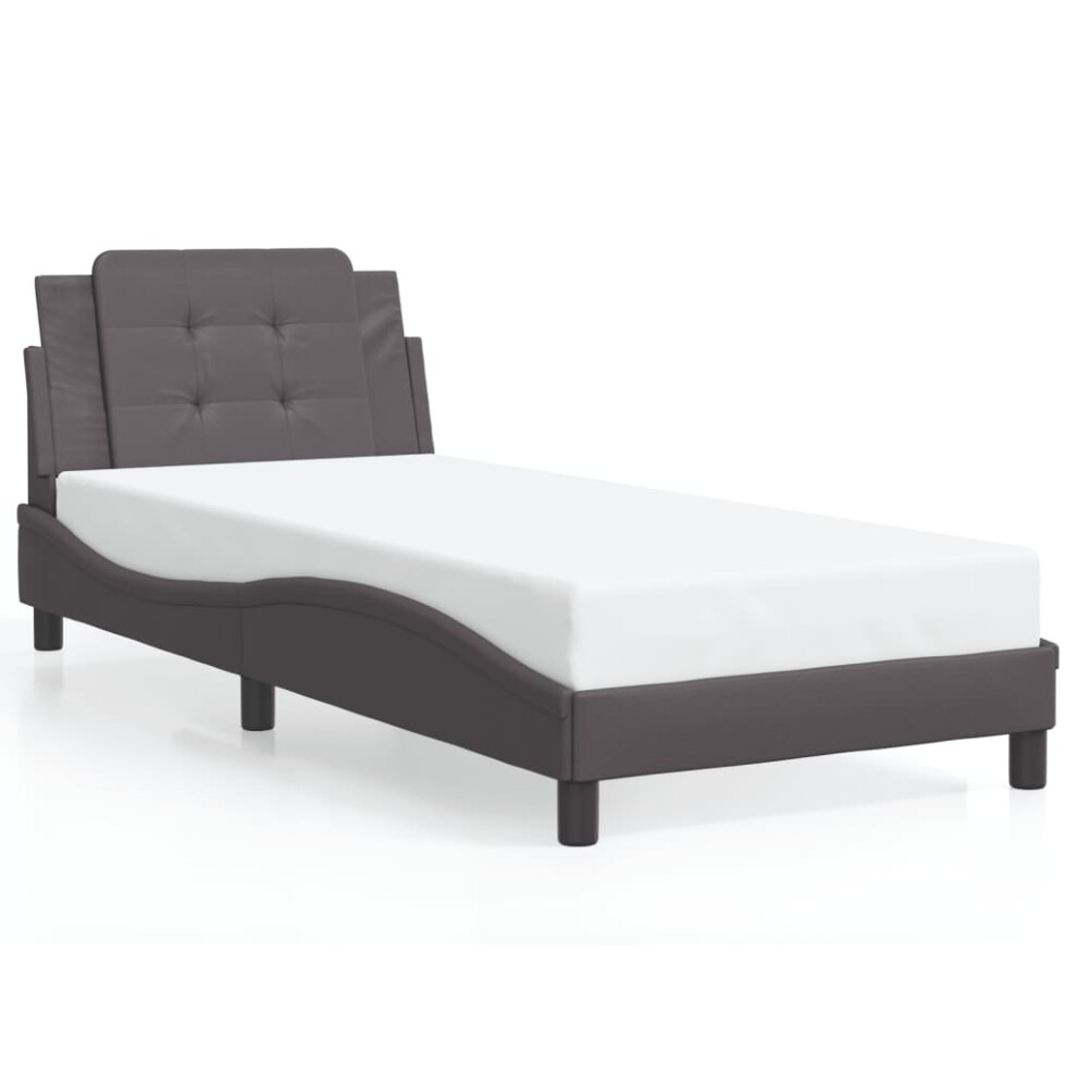 (grey, 90 x 200 cm) vidaXL Bed Frame with Headboard Bed Black and White 120x200 cm Faux Leather