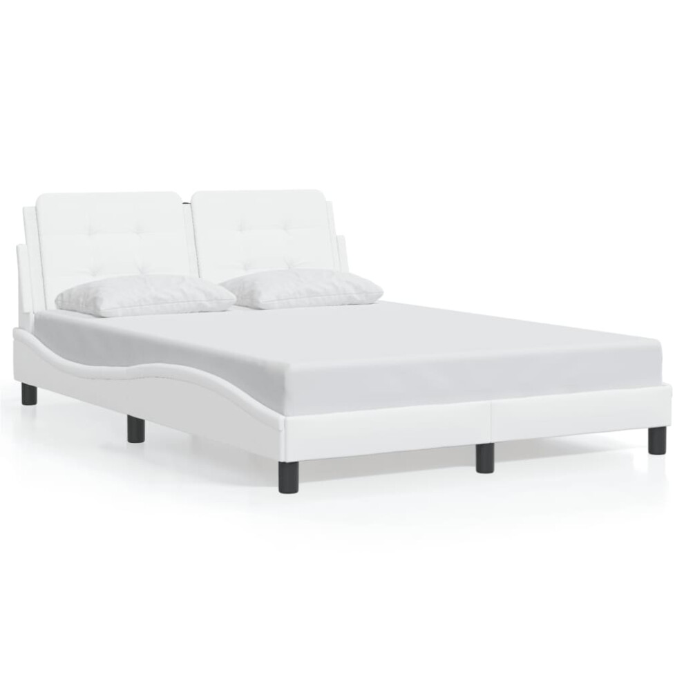 (white, 120 x 200 cm) vidaXL Bed Frame with Headboard Bed Black and White 120x200 cm Faux Leather