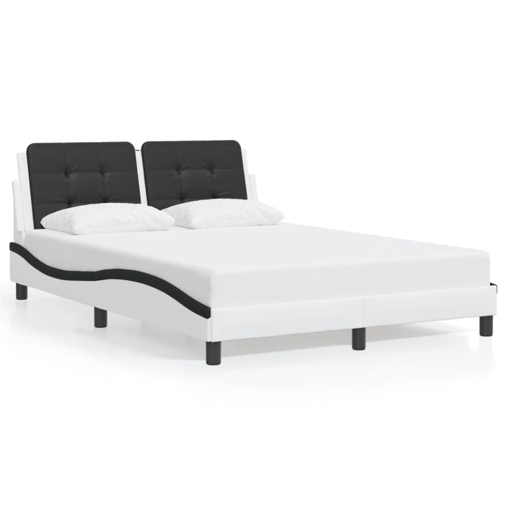 (white and black, 140 x 200 cm) vidaXL Bed Frame with Headboard Bed Black and White 120x200 cm Faux Leather