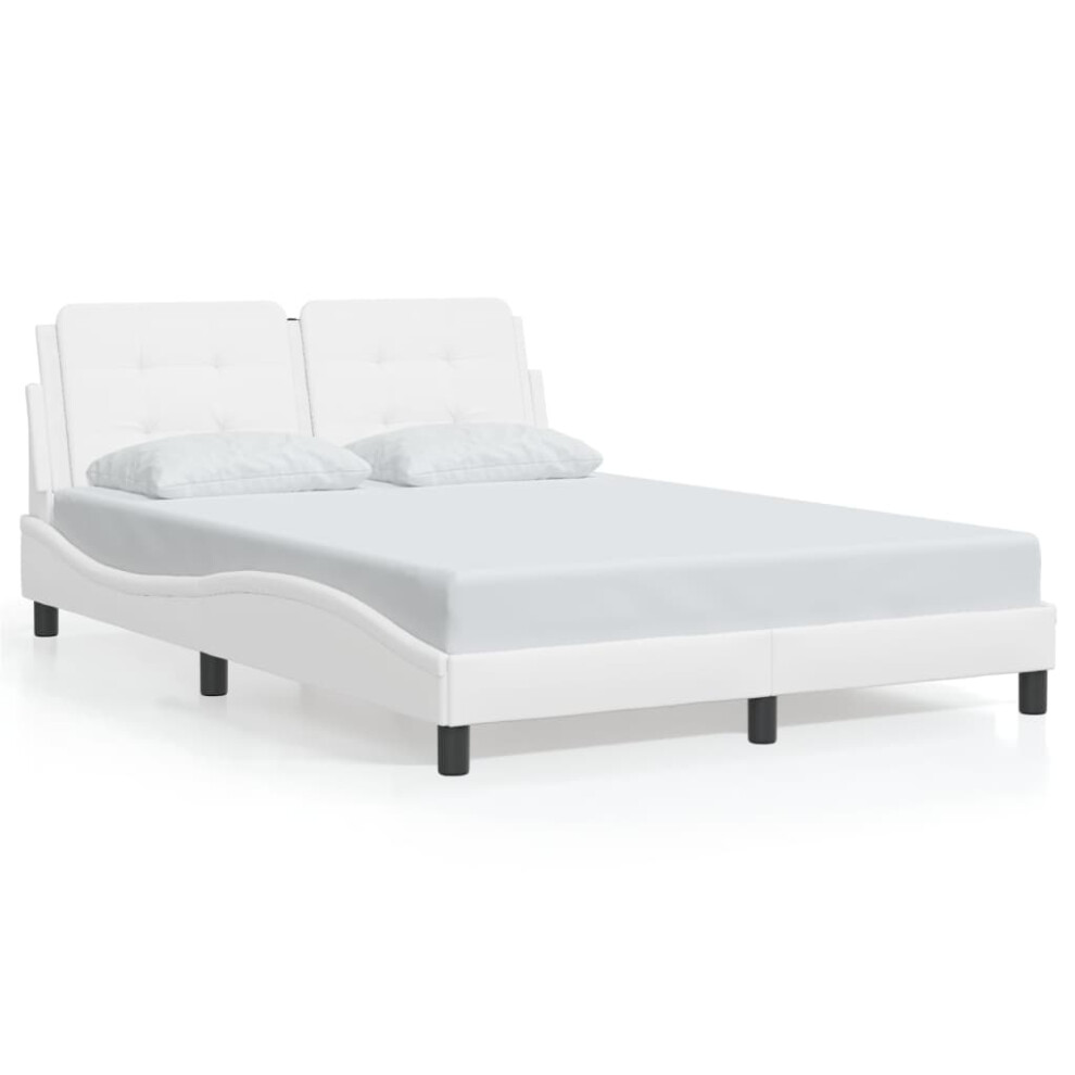 (white, 140 x 190 cm) vidaXL Bed Frame with Headboard Bed Black and White 120x200 cm Faux Leather