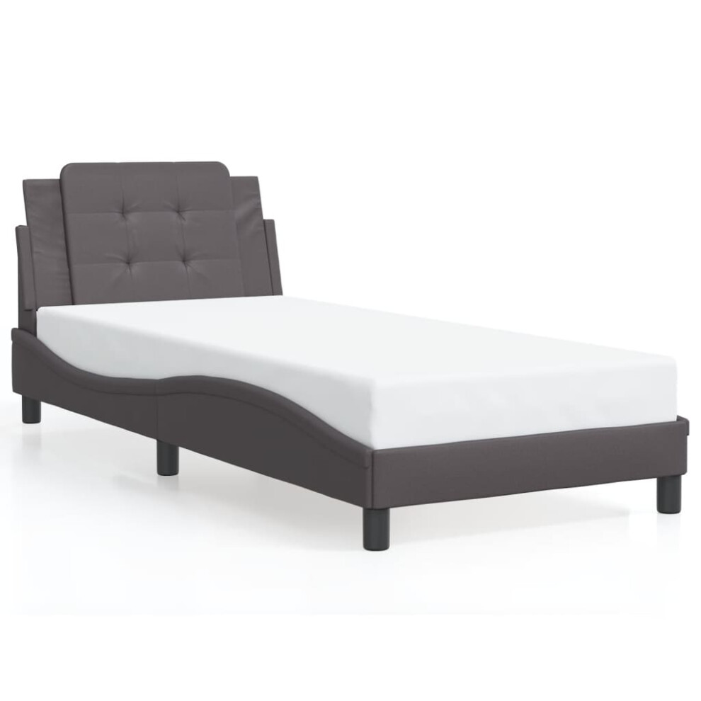 (grey, 90 x 190 cm) vidaXL Bed Frame with Headboard Bed Black and White 120x200 cm Faux Leather