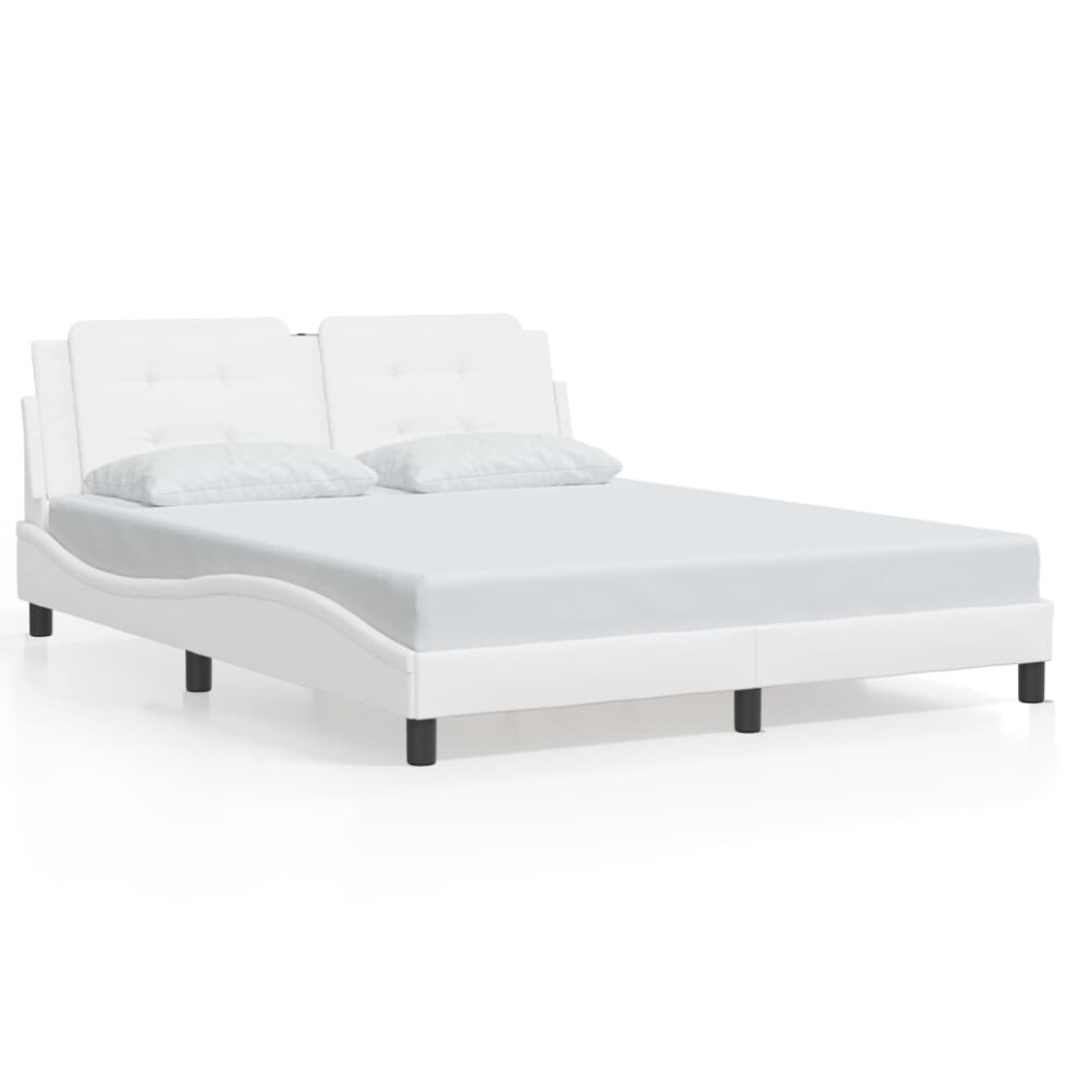 (white, 160 x 200 cm) vidaXL Bed Frame with Headboard Bed Black and White 120x200 cm Faux Leather