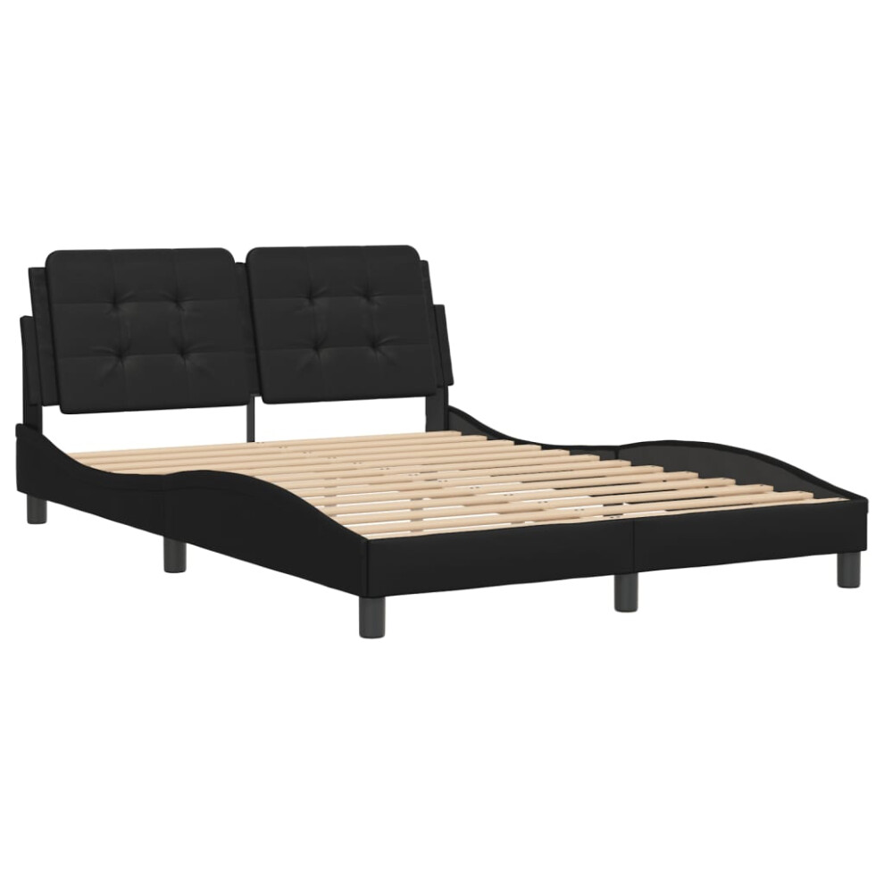 (black, 140 x 200 cm) vidaXL Bed Frame with Headboard Bed Black and White 120x200 cm Faux Leather