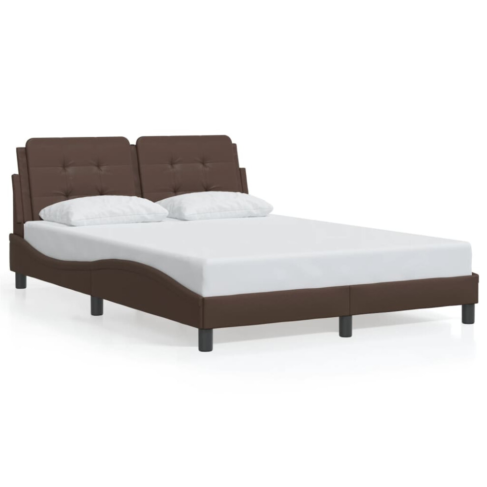 (brown, 140 x 200 cm) vidaXL Bed Frame with Headboard Bed Black and White 120x200 cm Faux Leather