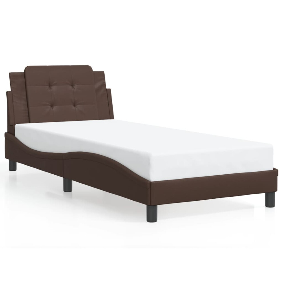 (brown, 90 x 200 cm) vidaXL Bed Frame with Headboard Bed Black and White 120x200 cm Faux Leather