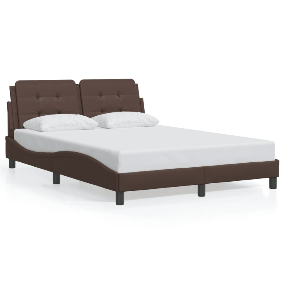 (brown, 140 x 190 cm) vidaXL Bed Frame with Headboard Bed Black and White 120x200 cm Faux Leather