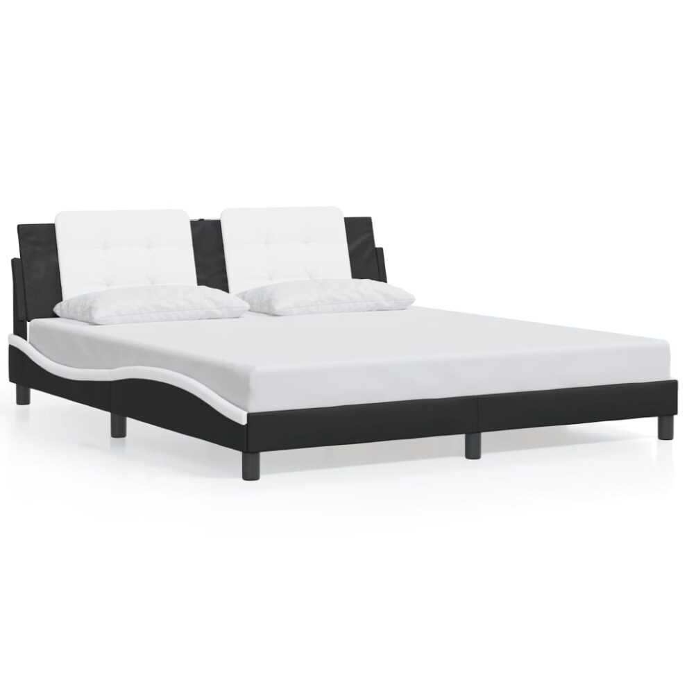 (black and white, 180 x 200 cm) vidaXL Bed Frame with Headboard Bed Black and White 120x200 cm Faux Leather