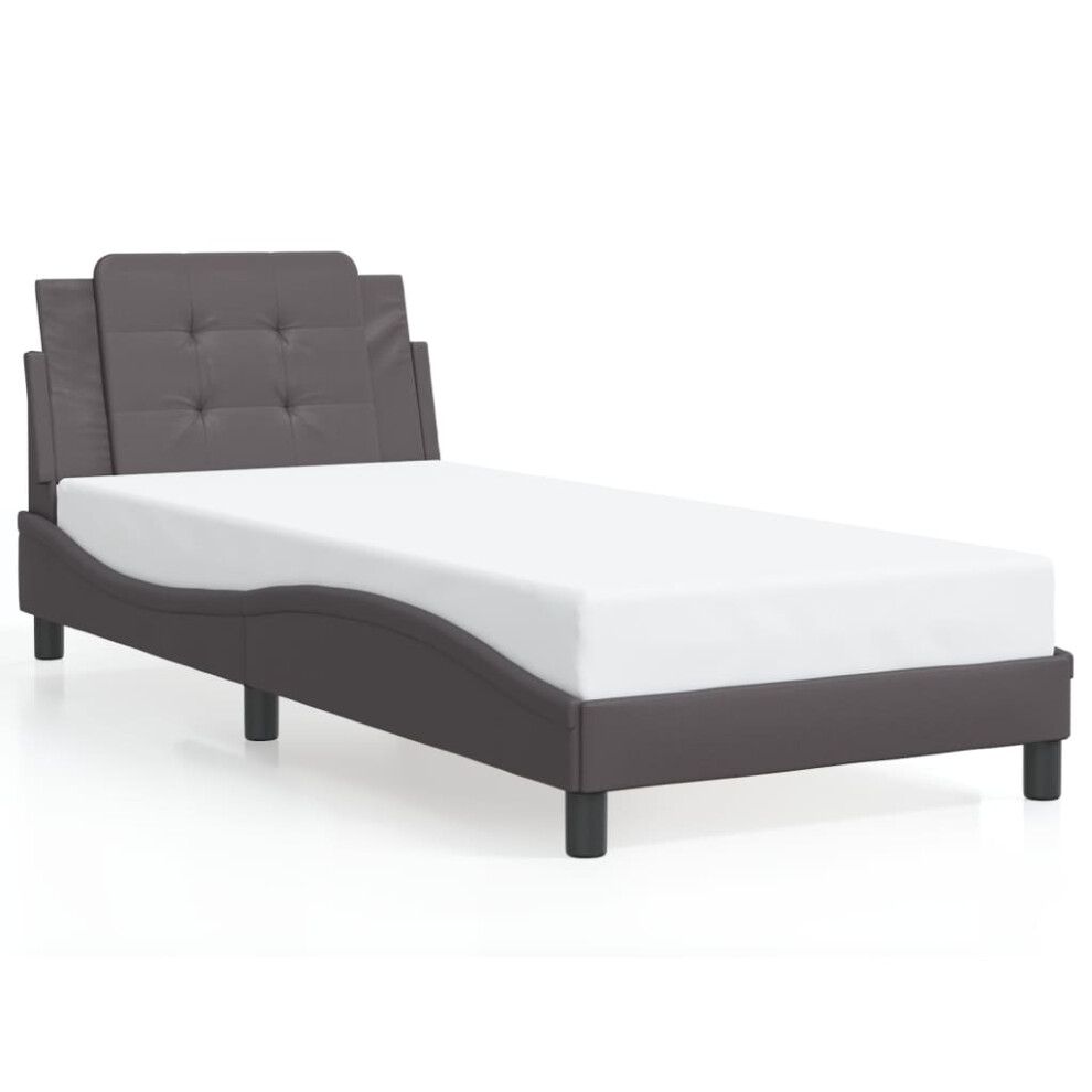 (grey, 100 x 200 cm) vidaXL Bed Frame with Headboard Bed Black and White 120x200 cm Faux Leather