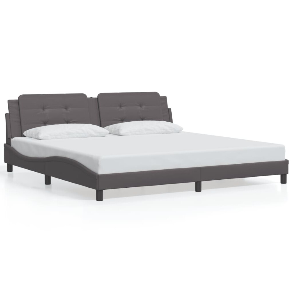 (grey, 200 x 200 cm) vidaXL Bed Frame with Headboard Bed Black and White 120x200 cm Faux Leather