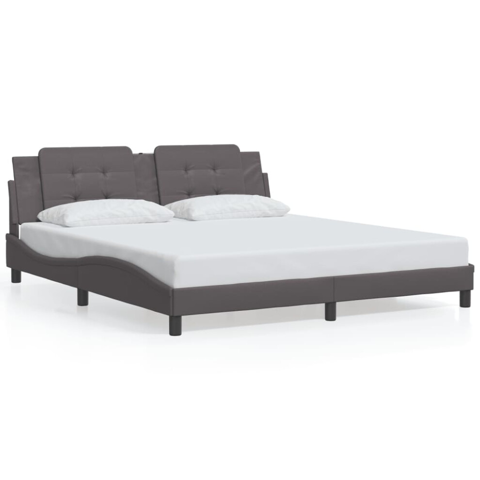 (grey, 180 x 200 cm) vidaXL Bed Frame with Headboard Bed Black and White 120x200 cm Faux Leather