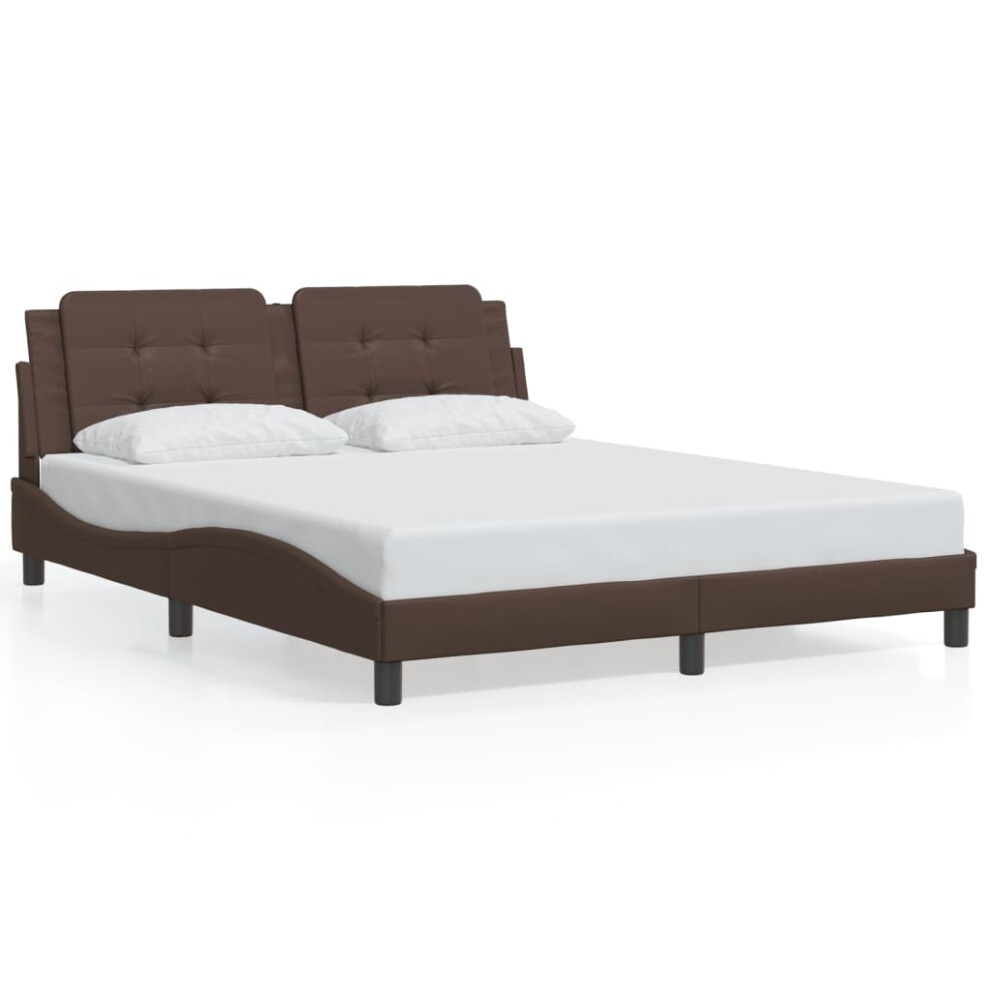 (brown, 160 x 200 cm) vidaXL Bed Frame with Headboard Bed Black and White 120x200 cm Faux Leather