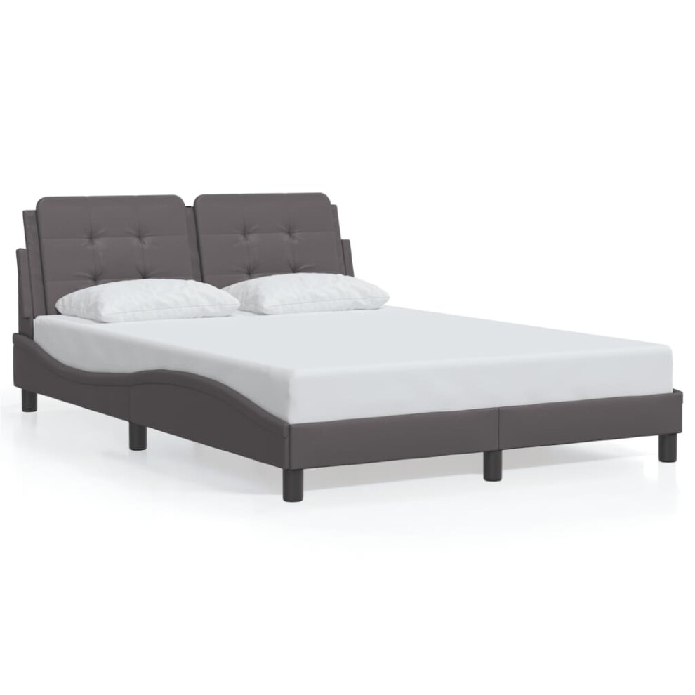 (grey, 140 x 200 cm) vidaXL Bed Frame with Headboard Bed Black and White 120x200 cm Faux Leather