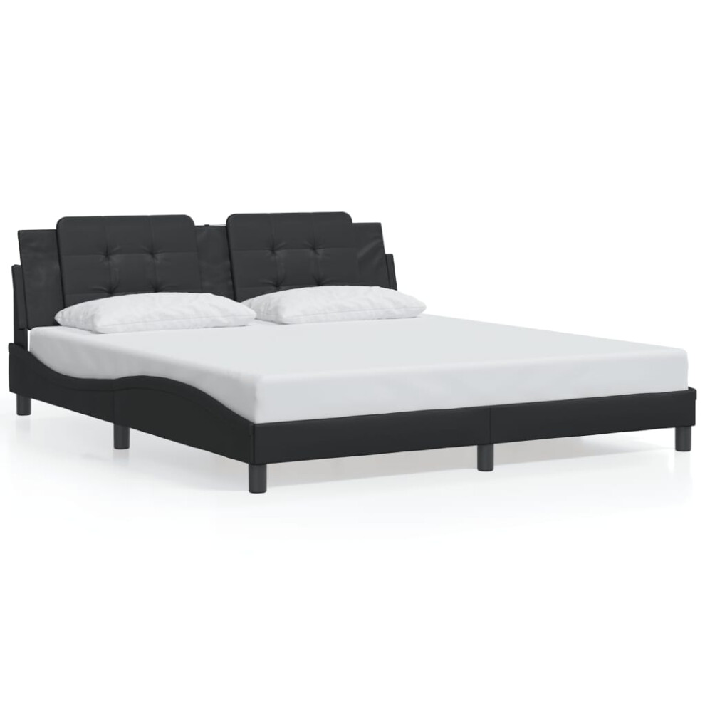 (black, 180 x 200 cm) vidaXL Bed Frame with Headboard Bed Black and White 120x200 cm Faux Leather