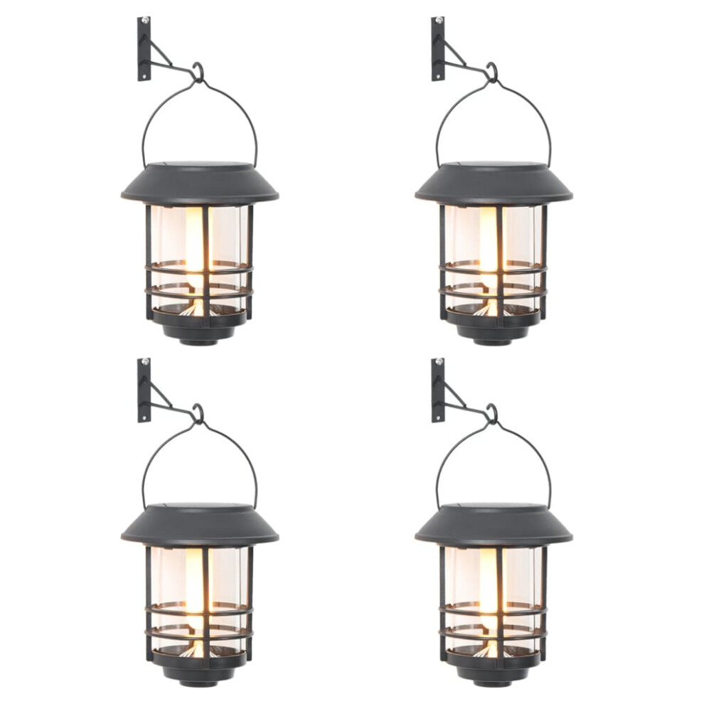 Vidaxl (Warm 4 Pcs) Solar Outdoor Wall Lanterns Pathway Lamp Wall Flickering Flame White/Light
