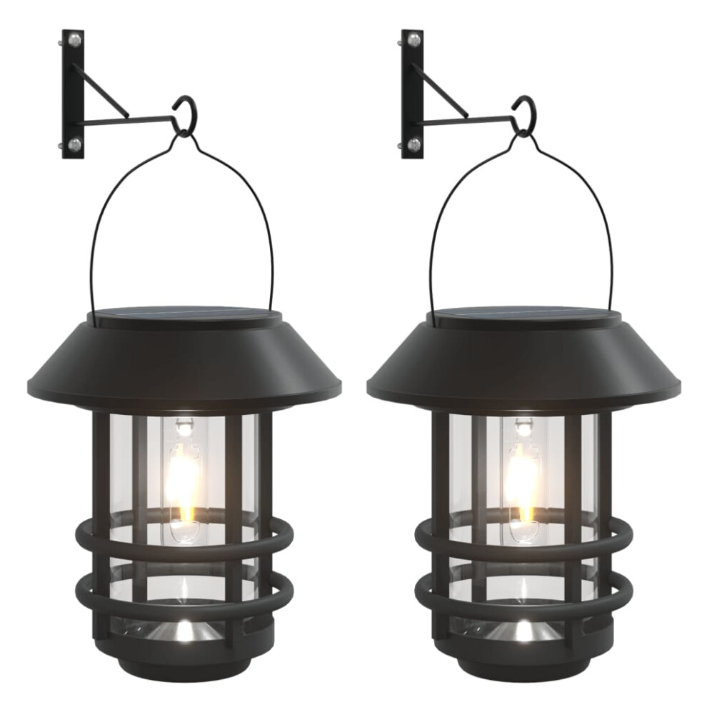 Vidaxl (, 2 Pcs) Solar Outdoor Wall Lanterns Pathway Lamp Wall Flickering Flame White/Light