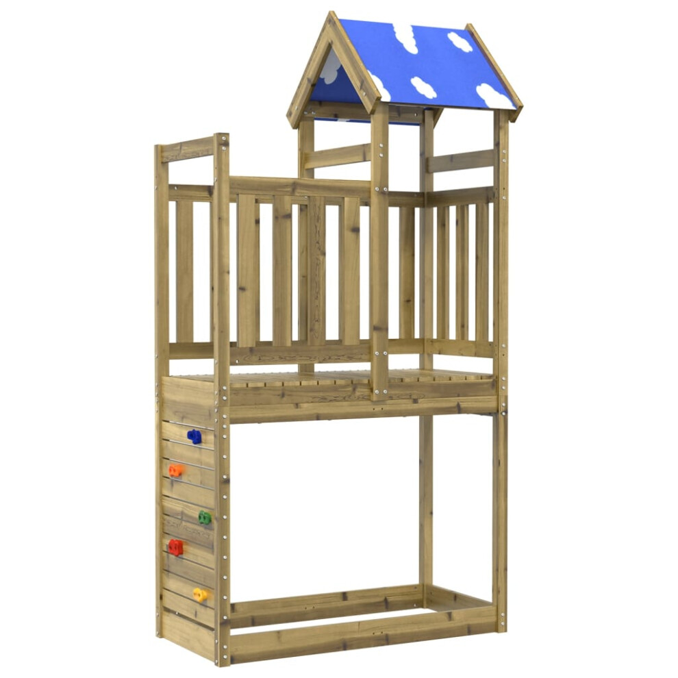 (solid impregnated wood) vidaXL Play Tower with Rockwall Playset Climbing Frame Solid Wood Douglas Fir