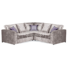 (Mink, 5 Seater Symmetrical Corner) Crystal Crushed Velvet Full Back Corner Sofa Range