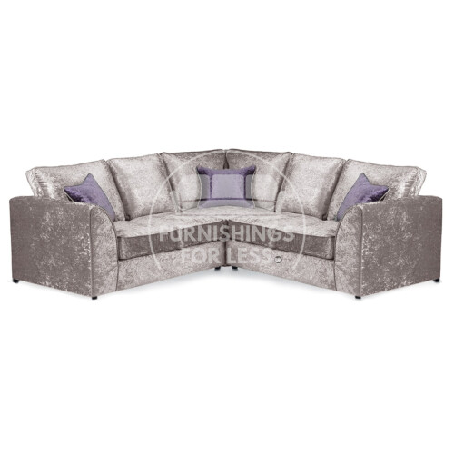 (Mink, 5 Seater Symmetrical Corner) Crystal Crushed Velvet Full Back Corner Sofa Range