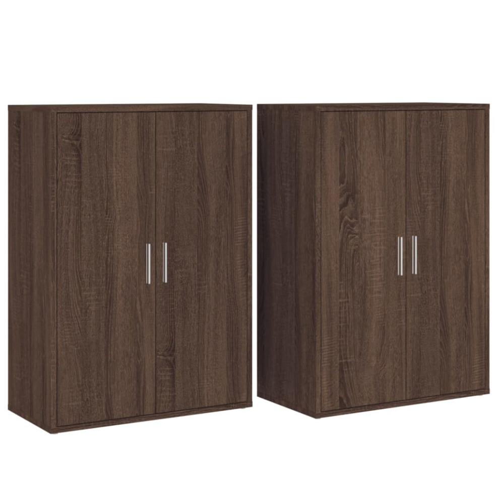 (brown oak) vidaXL Sideboards Cupboard Cabinet Highboard 2 pcs Smoked Oak Engineered Wood