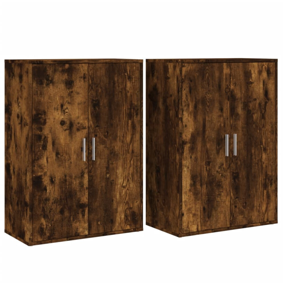 Vidaxl (Smoked Oak) Sideboards Cupboard Cabinet Highboard 2 Pcs Smoked Oak Engineered Wood