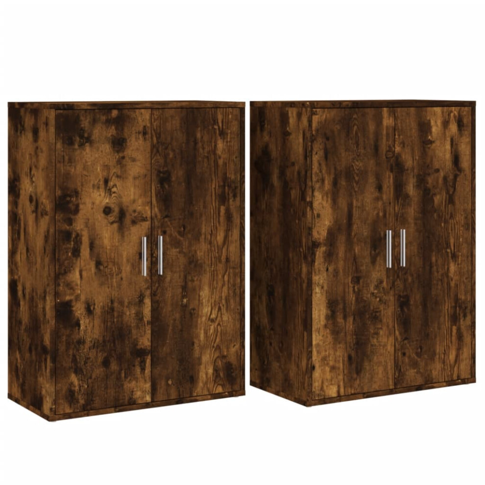 (smoked oak) vidaXL Sideboards Cupboard Cabinet Highboard 2 pcs Smoked Oak Engineered Wood