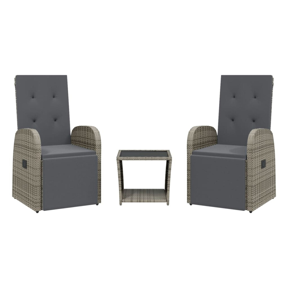Vidaxl (With Footrest) Garden Dining Set With Cushions Outdoor Chair Table Grey Poly Rattan
