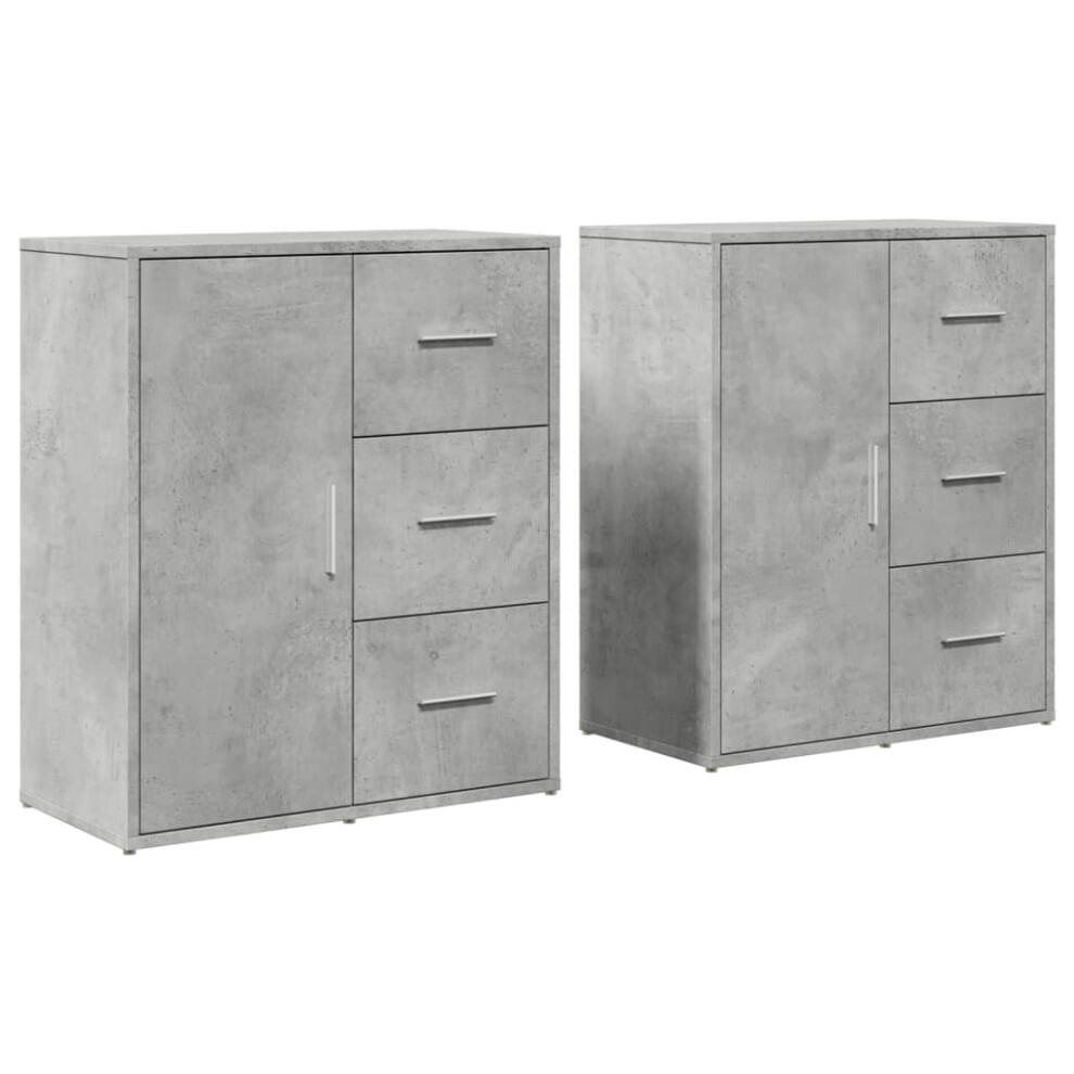 (concrete grey) vidaXL Sideboards Cupboard Cabinet Highboard 2 pcs Smoked Oak Engineered Wood