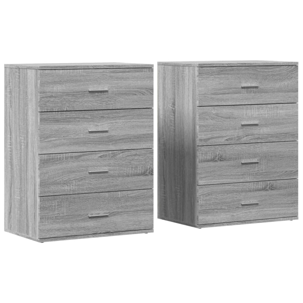 (grey sonoma) vidaXL Sideboards Cupboard Cabinet Highboard 2 pcs Brown Oak Engineered Wood