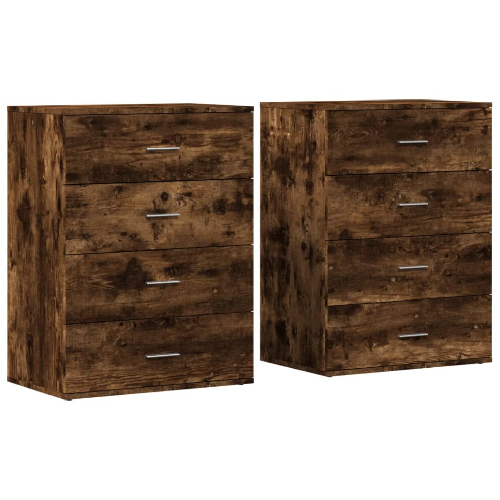 Vidaxl (Smoked Oak) Sideboards Cupboard Cabinet Highboard 2 Pcs Brown Oak Engineered Wood