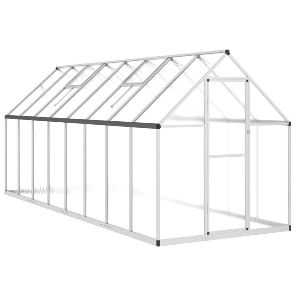 (silver, 445 x 169 x 195 cm) vidaXL Greenhouse with Base Frame Walk in Grow House Anthracite Aluminium