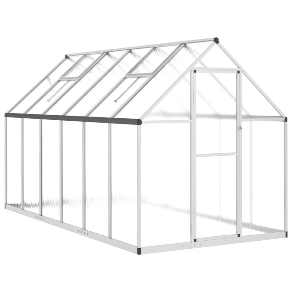 (silver, 334 x 169 x 195 cm) vidaXL Greenhouse with Base Frame Walk in Grow House Anthracite Aluminium