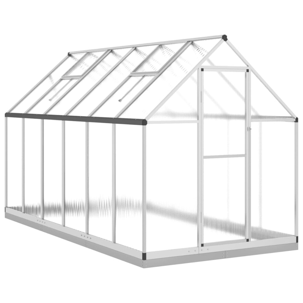 (silver, 334 x 169 x 202 cm) vidaXL Greenhouse with Base Frame Walk in Grow House Anthracite Aluminium