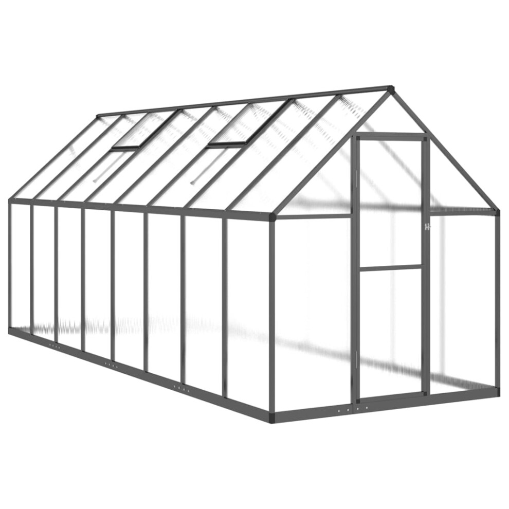 (anthracite, 445 x 169 x 195 cm) vidaXL Greenhouse with Base Frame Walk in Grow House Anthracite Aluminium