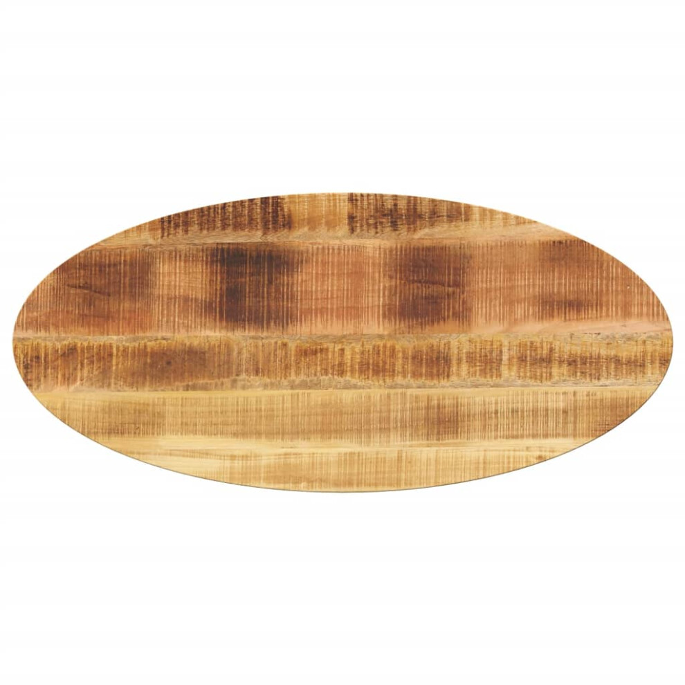 Vidaxl (Natural, 140 X 50 X 3.8 Cm/ Solid Rough Mango Wood) Table Top Replacement Board Coffee Dining Table Top Oval Solid Wood