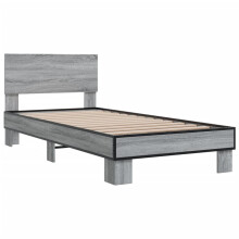 (grey sonoma, 75 x 190 cm) vidaXL Bed Frame Home Bed Base Sonoma Oak 90x200 cm Engineered Wood and Metal