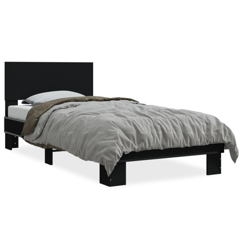 (black, 90 x 190 cm) vidaXL Bed Frame Home Bed Base Sonoma Oak 90x200 cm Engineered Wood and Metal