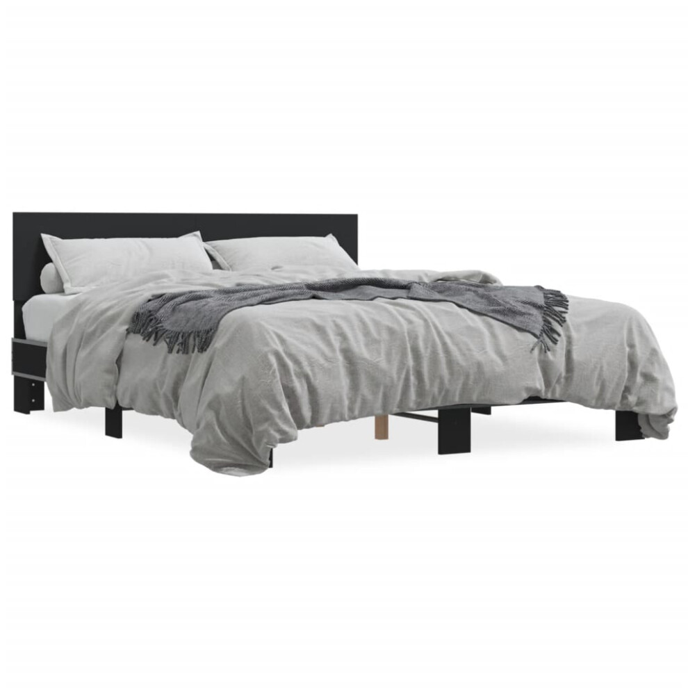 (black, 160 x 200 cm) vidaXL Bed Frame Home Bed Base Sonoma Oak 90x200 cm Engineered Wood and Metal