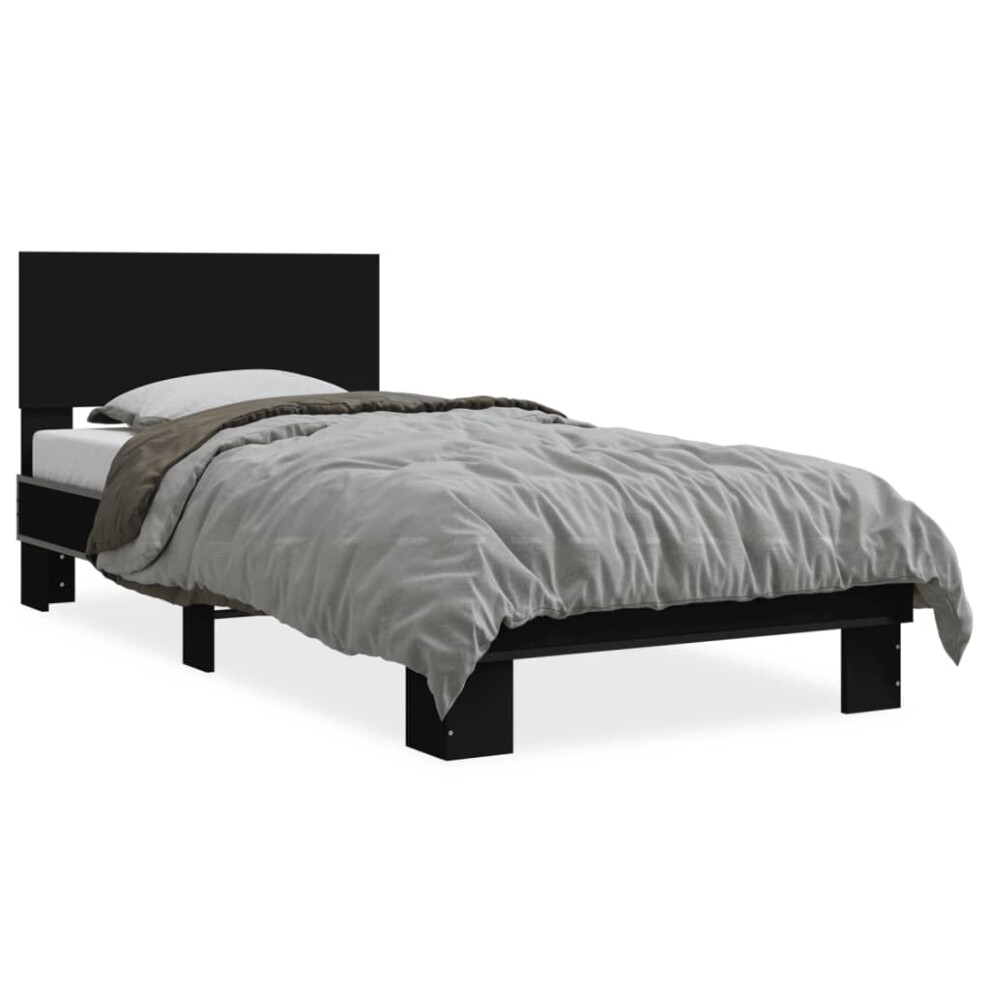 (black, 100 x 200 cm) vidaXL Bed Frame Home Bed Base Sonoma Oak 90x200 cm Engineered Wood and Metal