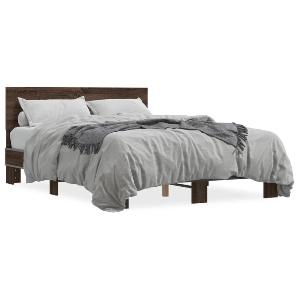 (brown oak, 120 x 190 cm) vidaXL Bed Frame Home Bed Base Sonoma Oak 90x200 cm Engineered Wood and Metal