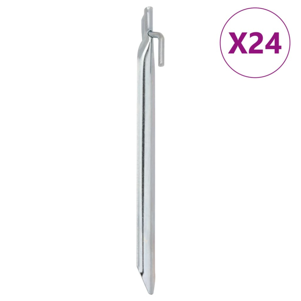 Vidaxl (25 Cm) Tent Pegs Ground Peg Camping Peg 24 Pcs V-Shaped Peg Galvanised Steel