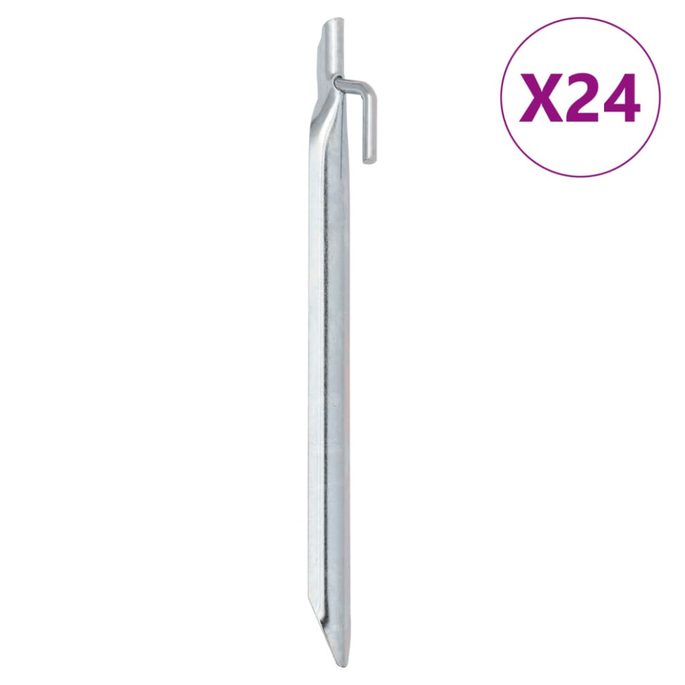 Vidaxl (24 Cm) Tent Pegs Ground Peg Camping Peg 24 Pcs V-Shaped Peg Galvanised Steel
