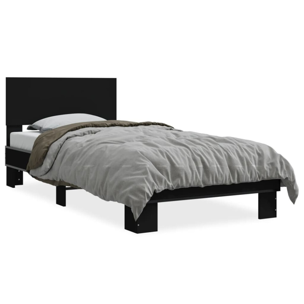 Vidaxl (Black, 75 X 190 Cm) Bed Frame Home Bed Base Sonoma Oak 90X200 Cm Engineered Wood And Metal