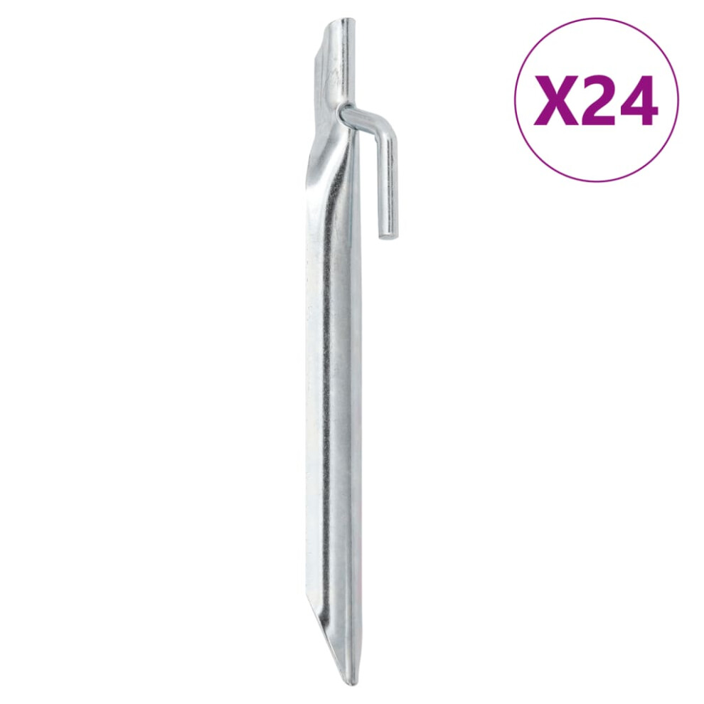 Vidaxl (17 Cm) Tent Pegs Ground Peg Camping Peg 24 Pcs V-Shaped Peg Galvanised Steel