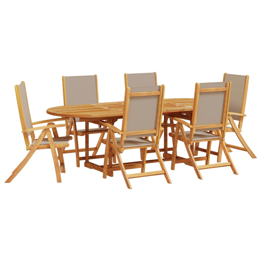 (taupe, 6 piece/oval) vidaXL Garden Dining Set 9 Piece Table & Chair Solid Wood Acacia and Textilene