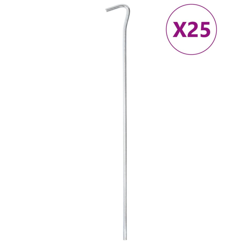 Vidaxl (5 Mm/ 25 Pcs) Tent Pegs Ground Peg Outdoor Camping Peg Ground Stake Galvanised Steel