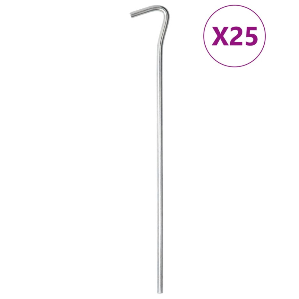 Vidaxl (5 Mm/ 25 Pcs) Tent Pegs Ground Peg Camping Peg 50 Pcs 23 Cm Ã7 Mm Galvanised Steel