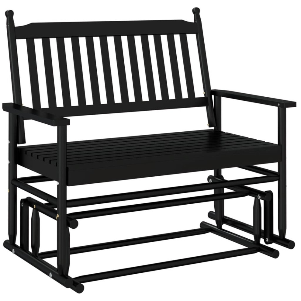 (black) vidaXL Glider Bench Rocking Bench Outdoor Bench Garden Bench Solid Wood Poplar