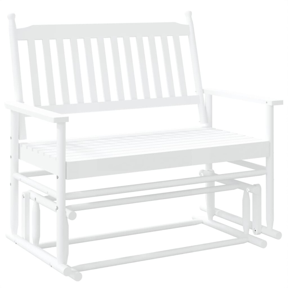 (white) vidaXL Glider Bench Rocking Bench Outdoor Bench Garden Bench Solid Wood Poplar-image-OPC-PFDH2KM-NEW