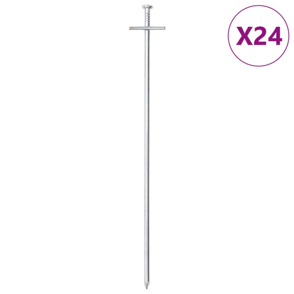 Vidaxl (29.5 Cm) Tent Pegs Ground Peg Camping Peg Ground Stake 24 Pcs Galvanised Steel