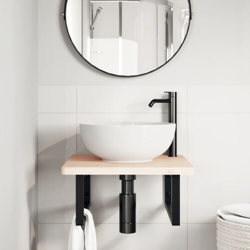 VidaXL (black, 20 x 45 cm/ Rectangular) vidaXL Shelf Brackets for Washbasin Shelf Support Shelving Bracket 2 pcs Steel 2